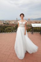 white wedding dress with open shoulders