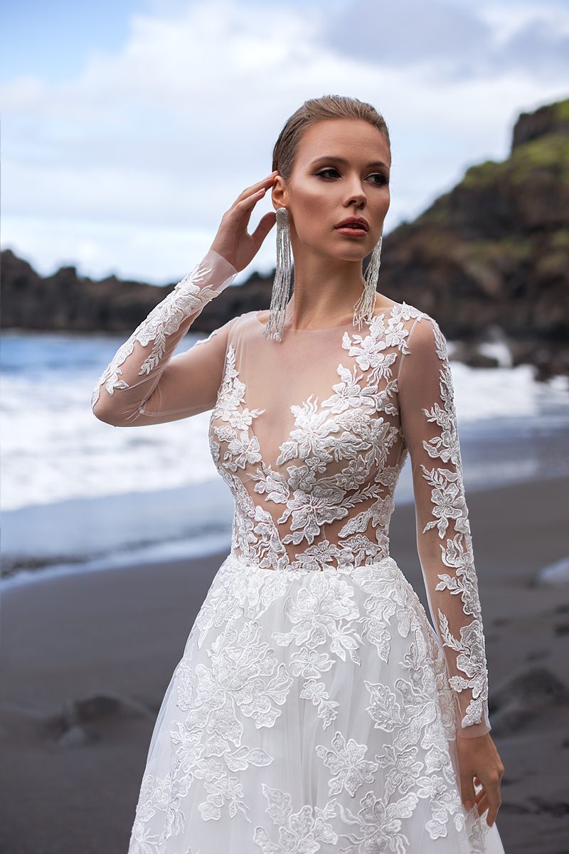 bridal gown with long sleeves