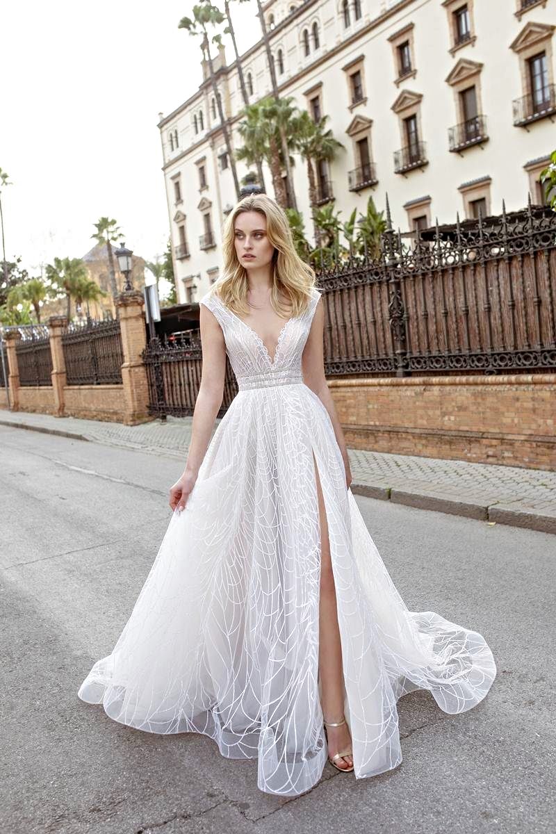 a-line bridal gown with slit