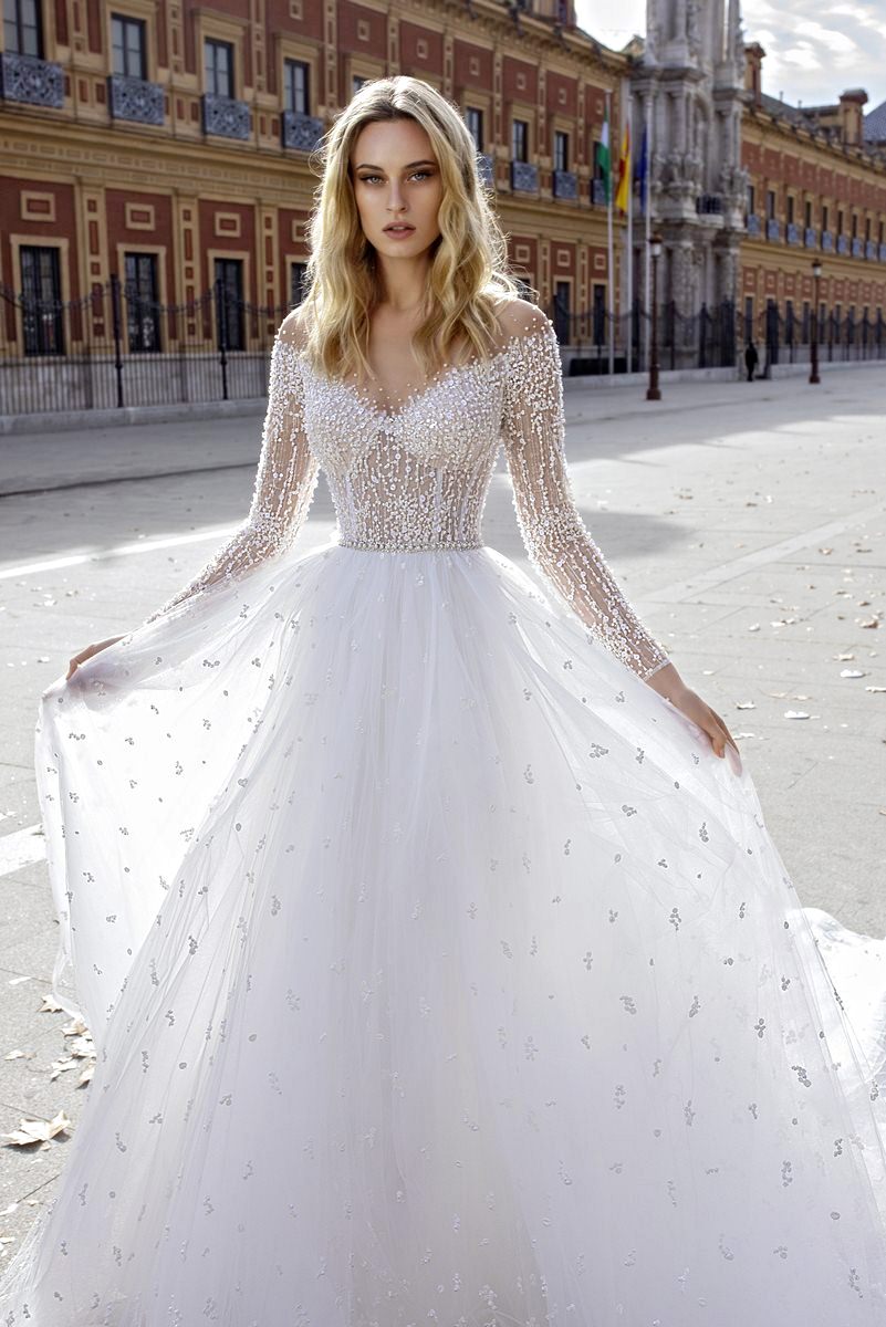 wedding dress ballgown with long sleeves